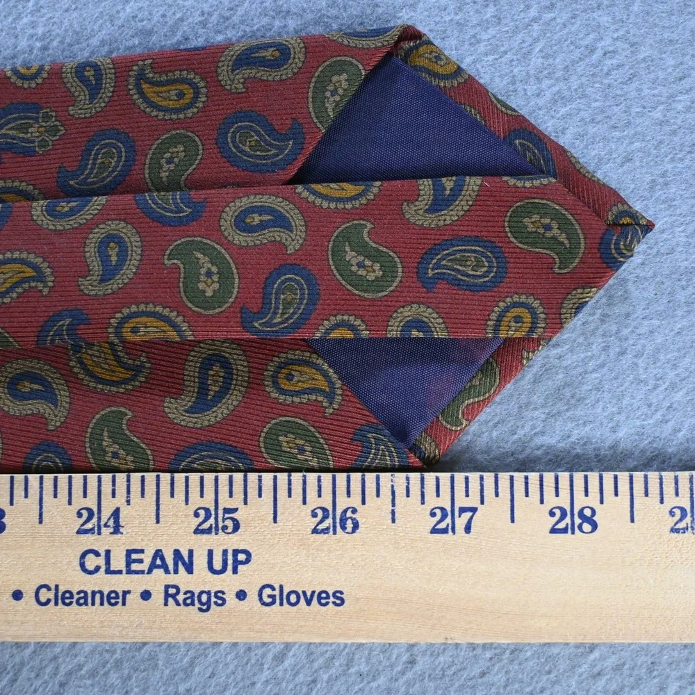 Burberrys‎ of London Mens Vintage Paisley Silk Necktie OS Red Multi